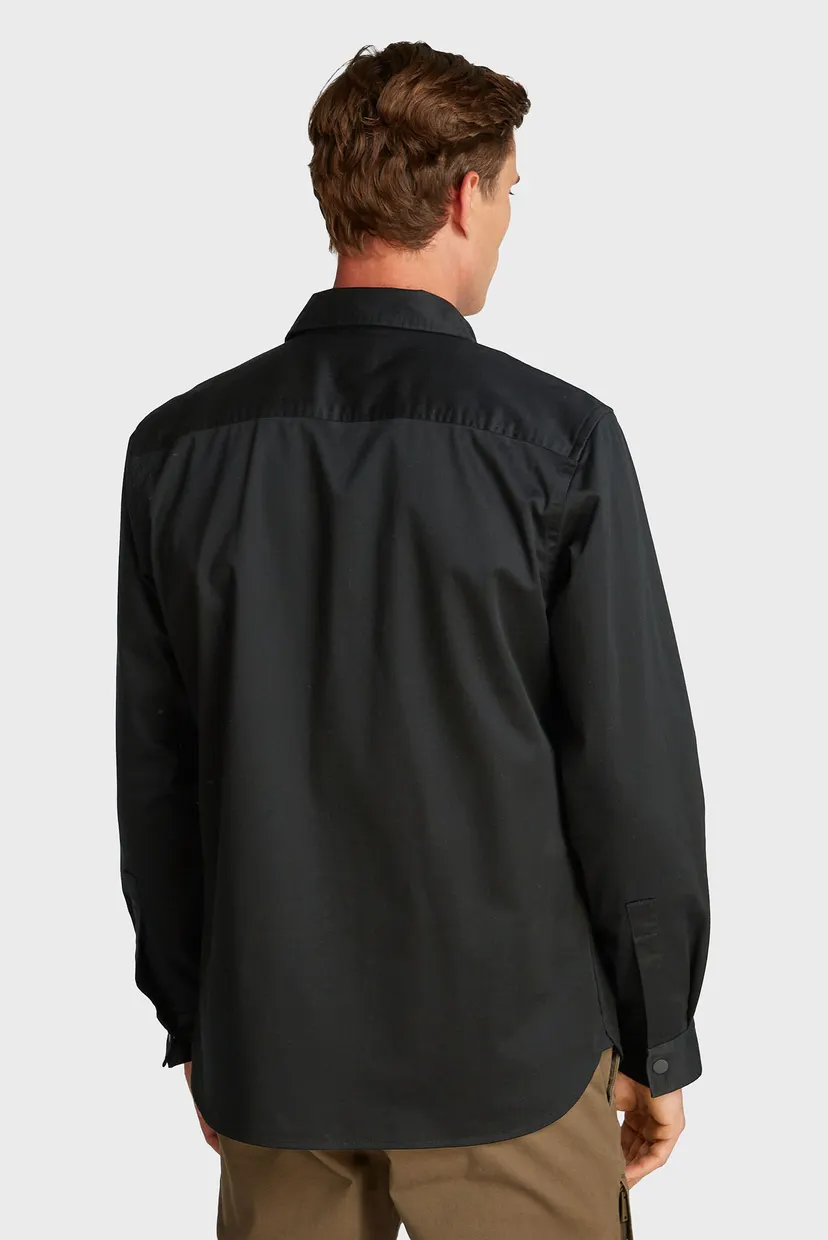Мужская черная рубашка STRETCH SATEEN ZIP 3