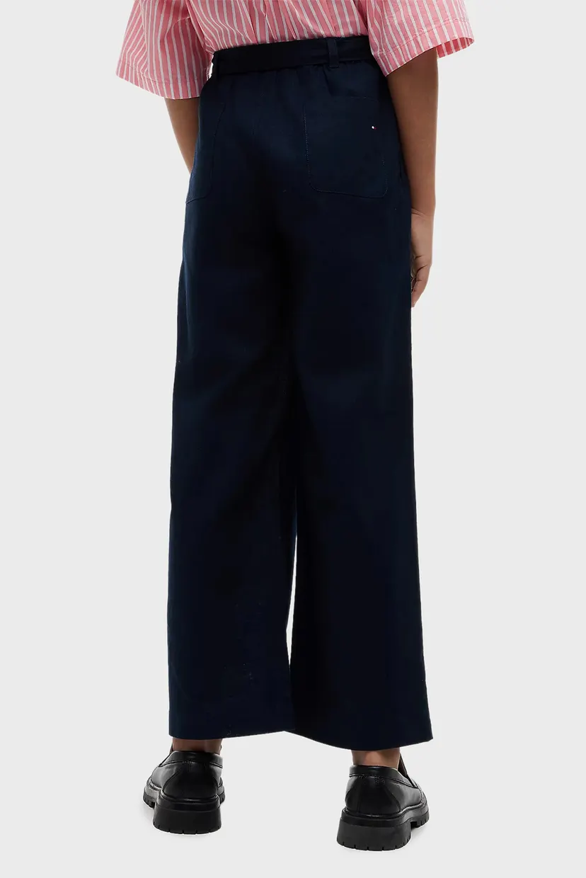 Дитячі темно-сині лляні брюки PLEATED BELT 3
