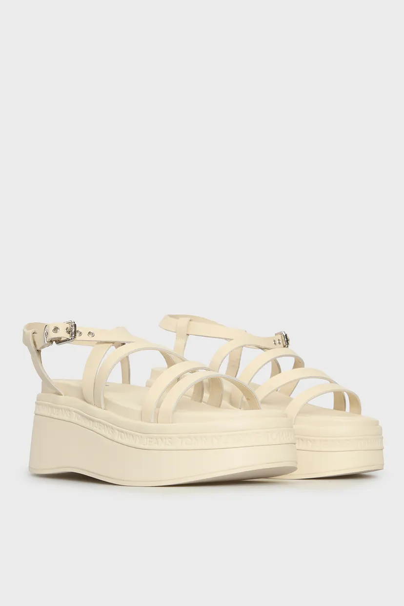 Жіночі білі шкіряні сандалі TJW WEDGY STRAPPY SANDAL 3