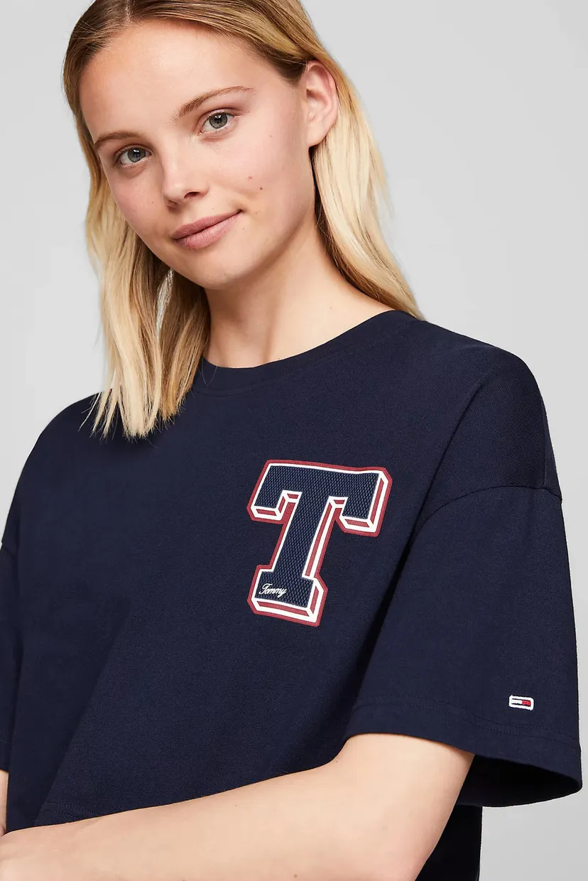 Женская темно-синяя футболка TJW LETTERMAN TEE 4