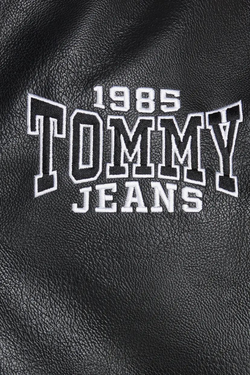 Мужской черный бомбер TJM RLX FAUX LEATHER LETTERMAN 4