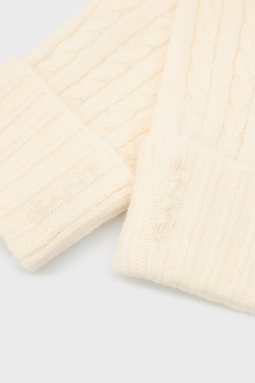 Жіночі білі вовняні рукавички WOOL CABLE GLOVES 3