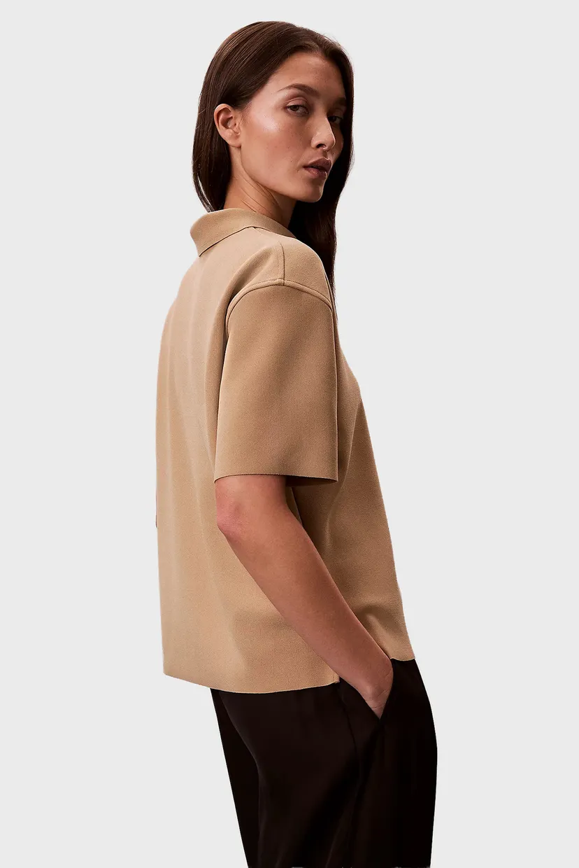 Жіноче бежеве поло TAILORED COLLAR ZIP 3