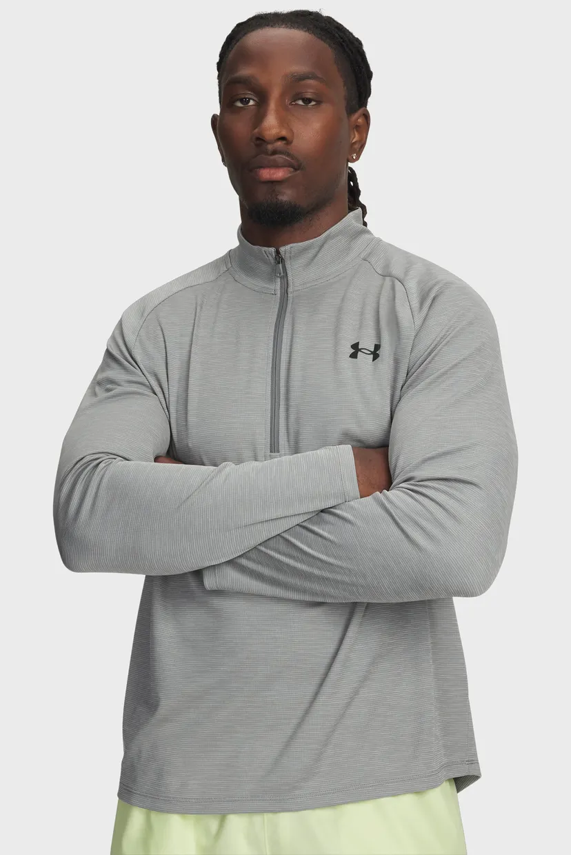 Мужская серая спортивная кофта UA Tech Textured 1/2 Zip Under