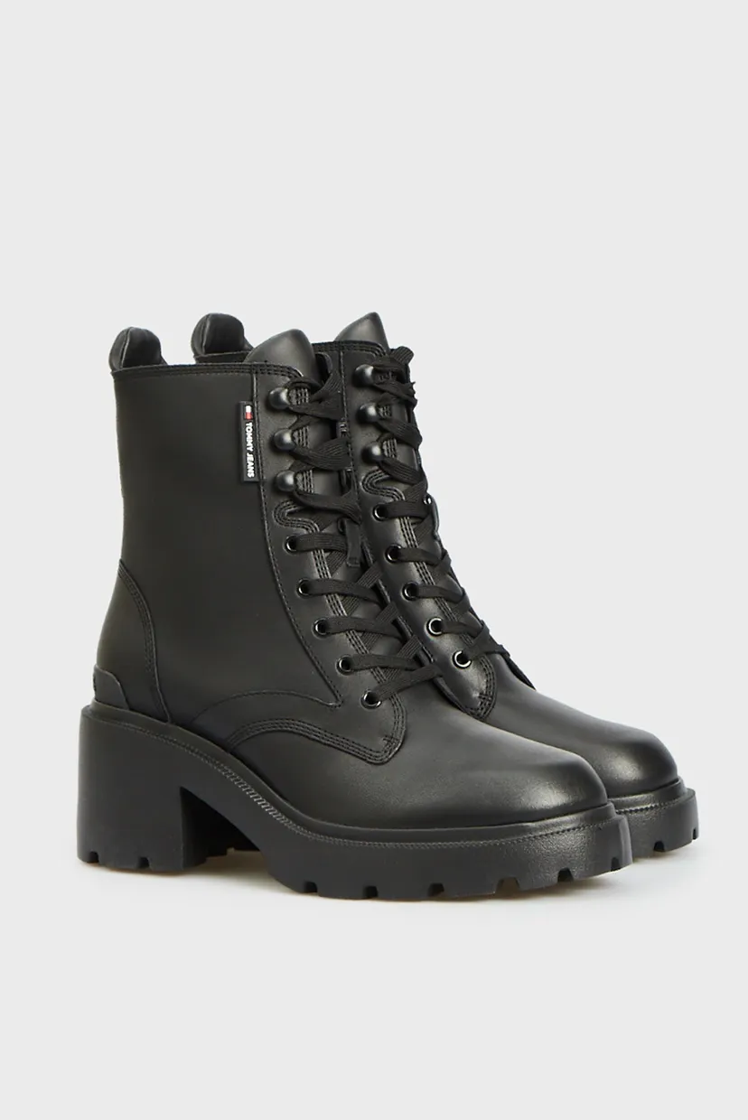 Женские черные кожаные ботильоны TJW MID HEEL BOOT LEATHER 3