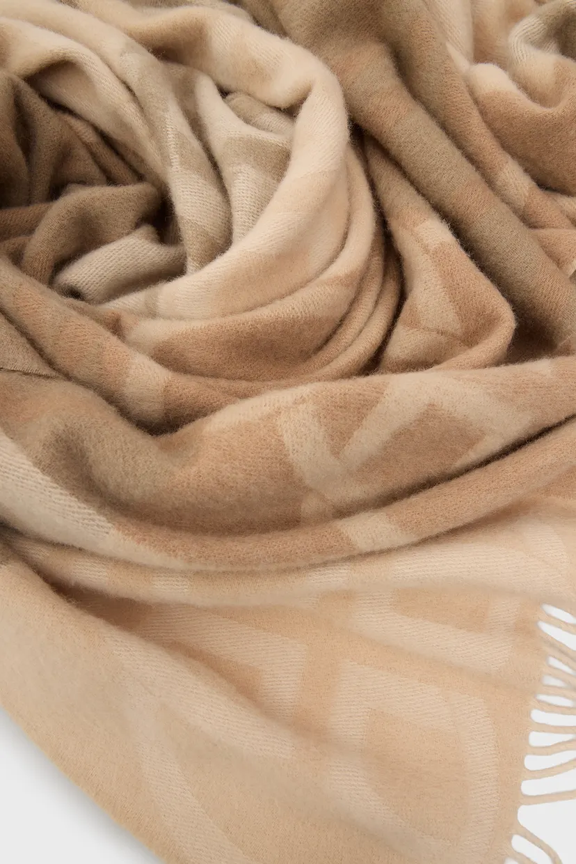Жіночий бежевий вовняний шарф MONOGRAM WOOL SCARFF 4