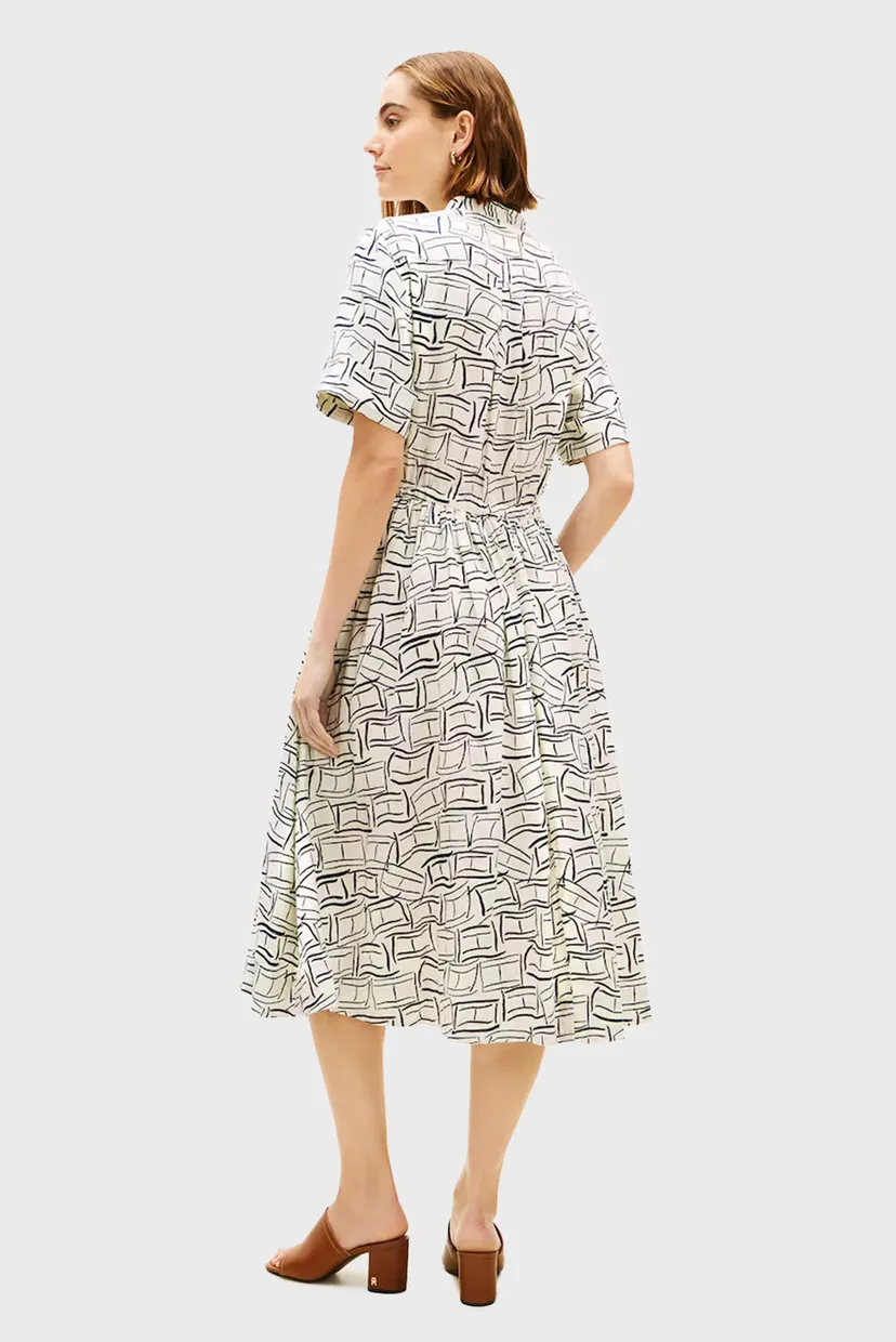 Жіноча біла лляна сукня з візерунком LINEN MIDI 3