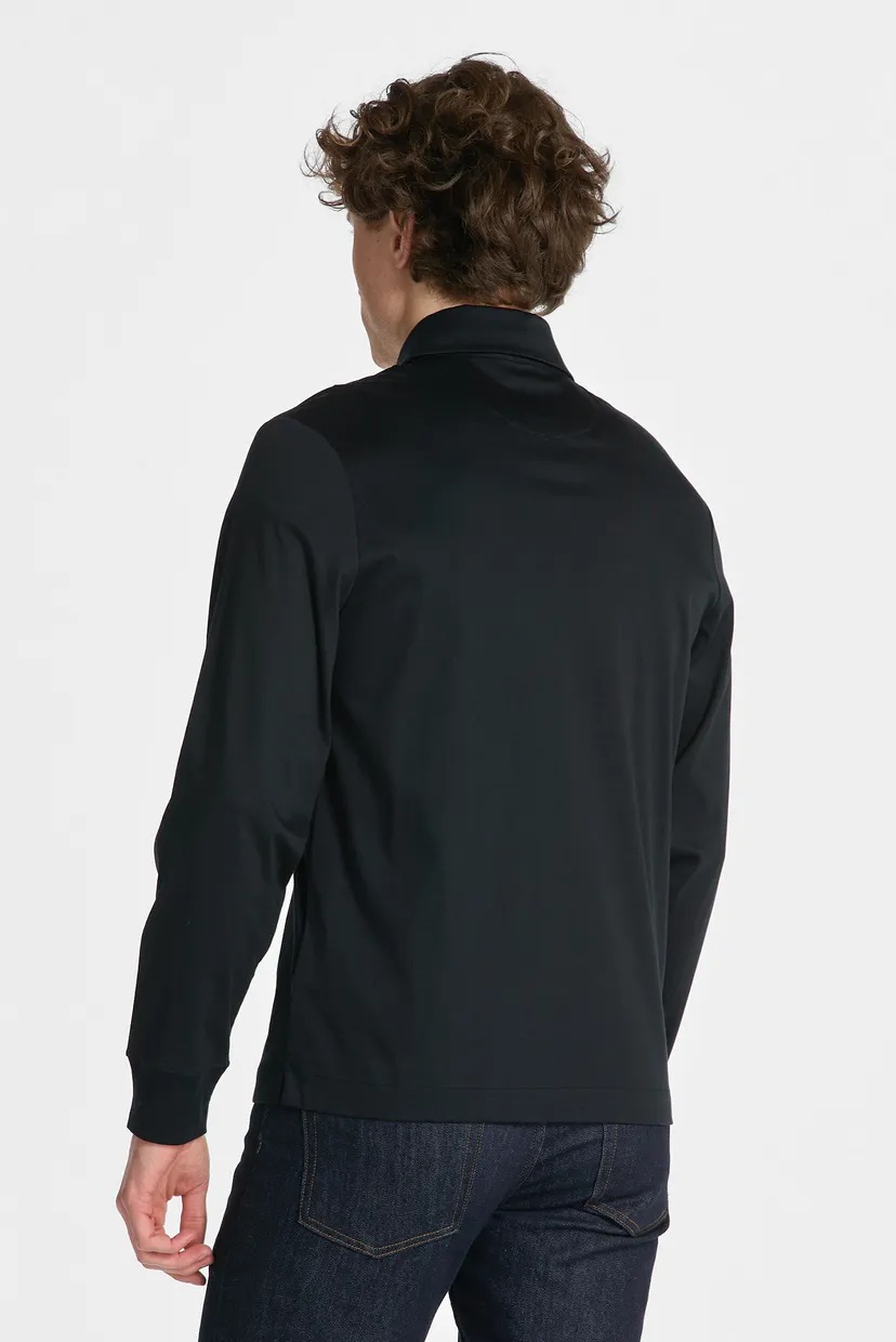Чоловіче чорне поло MERCERIZED LS JERSEY RUGGER 3