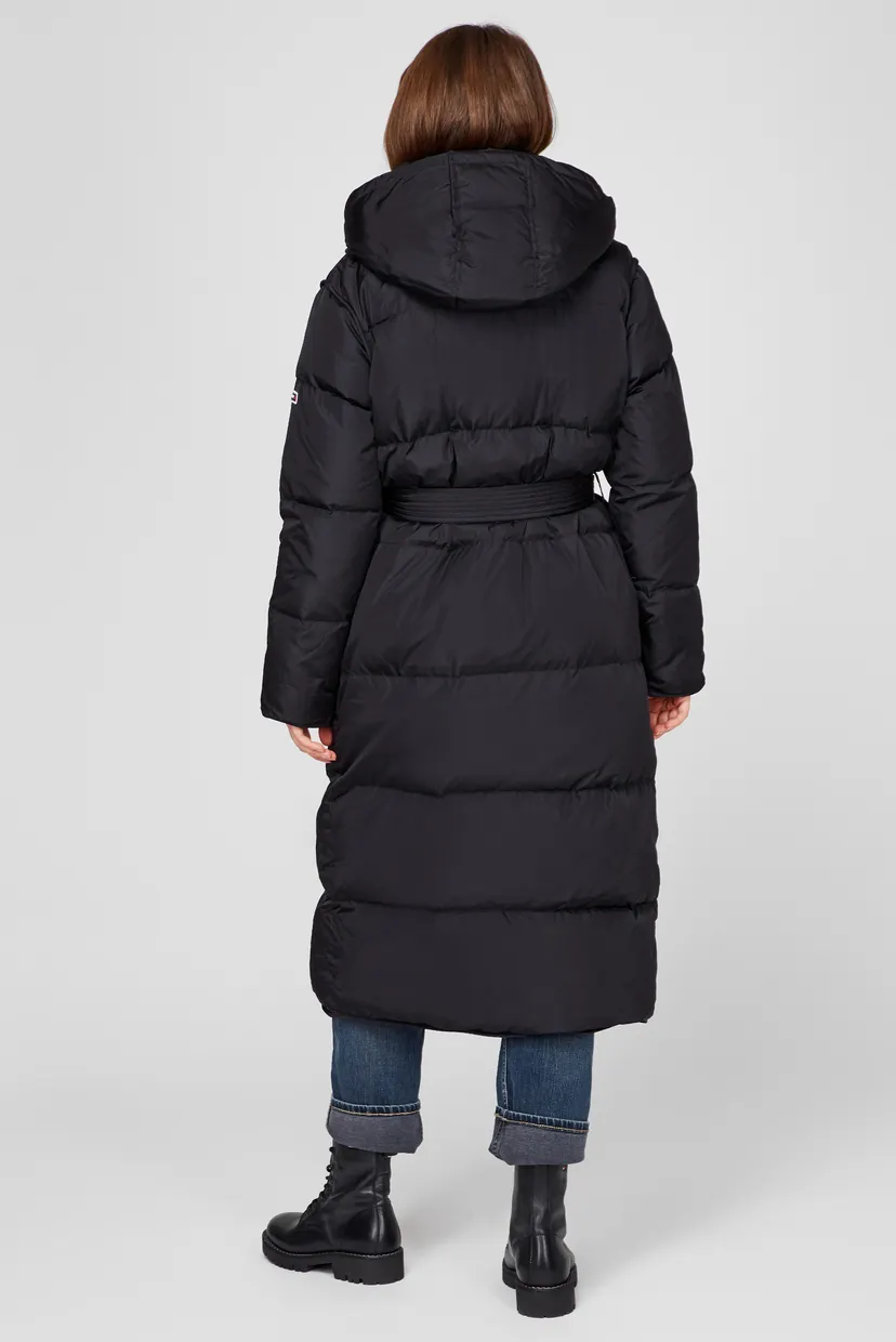 Жіночий чорний пуховик TJW LONGLINE BELTED 4
