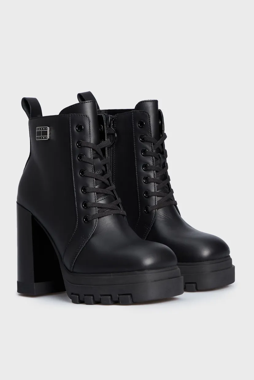 Жіночі чорні шкіряні ботильйони TJW HIGH HEEL LACE UP BOOT 3
