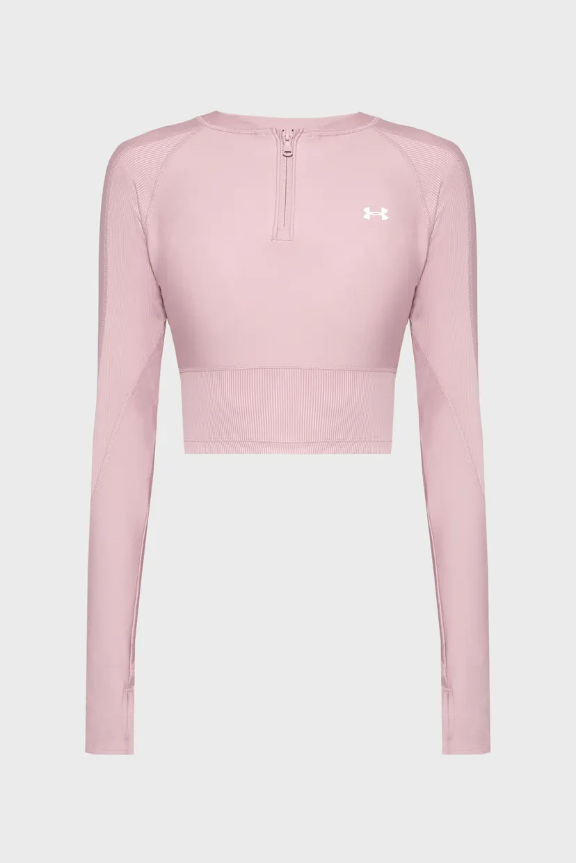 Жіночий рожевий лонгслів UA HG Rib 1/4 Zip 5