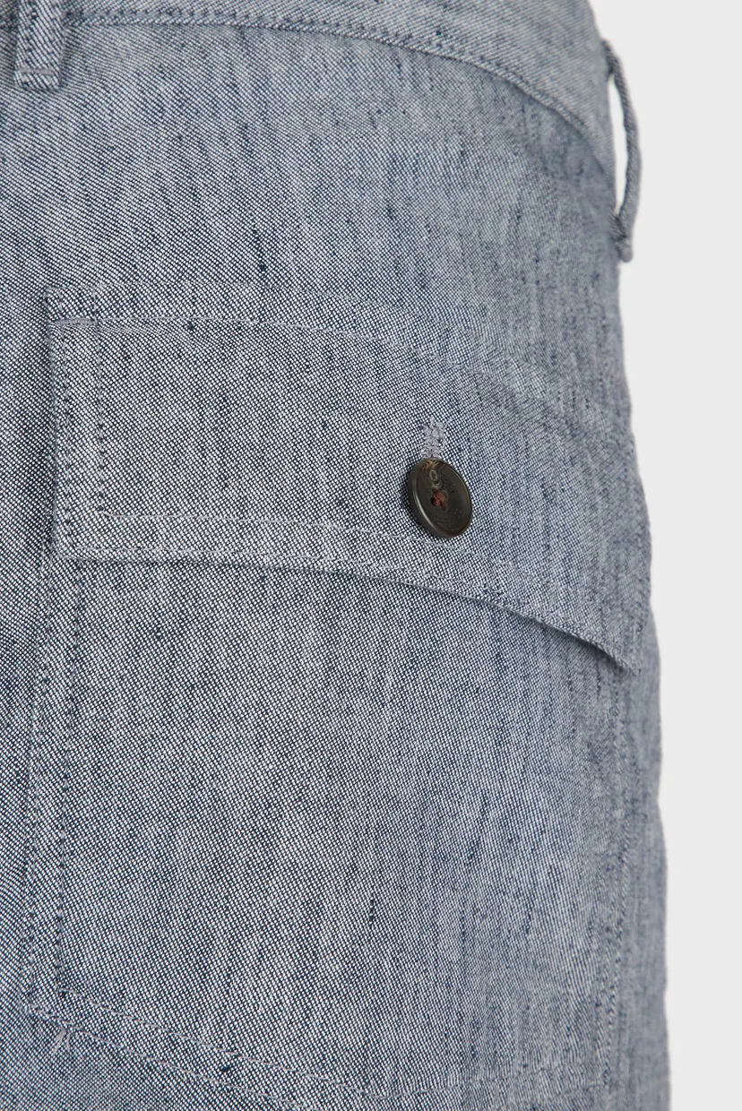 Чоловічі сині лляні брюки LINEN FLAT FELLED PANT 3