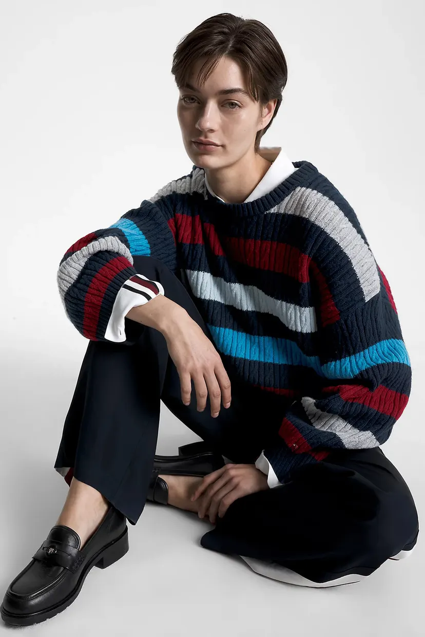 Жіночий светр у смужку CABLE RWB STRIPE 4