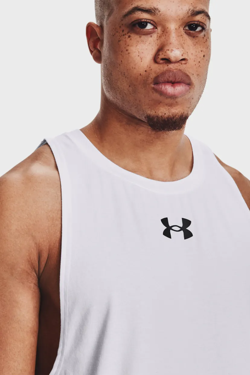 Мужская белая майка UA BASELINE COTTON TANK 3