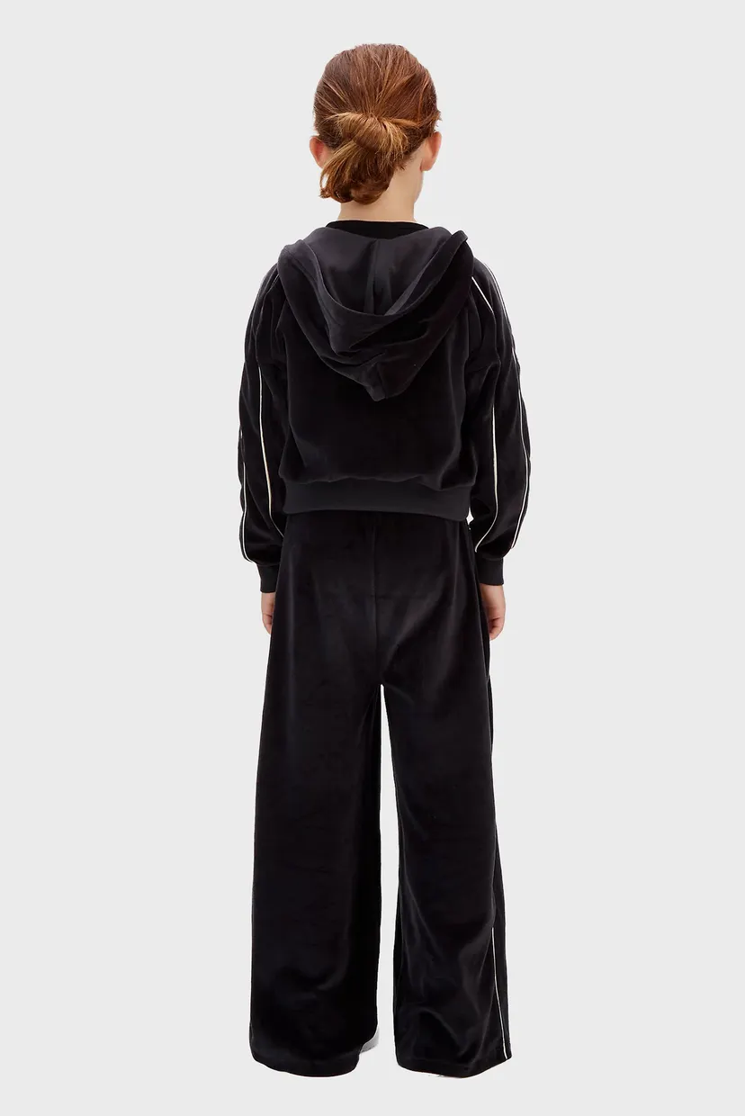 Детские черные вельветовые спортивные брюки WIDE LEG PIPING 3