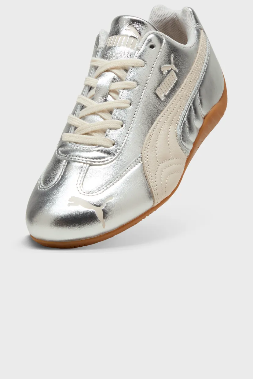 Женские серебристые кожаные кроссовки Speedcat Silver Sneakers Women 6
