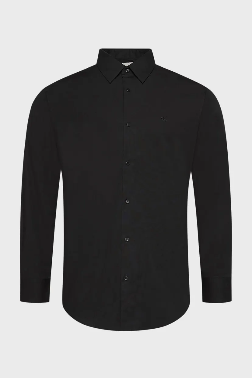 Мужская черная рубашка SOLID STRETCH SLIM 5