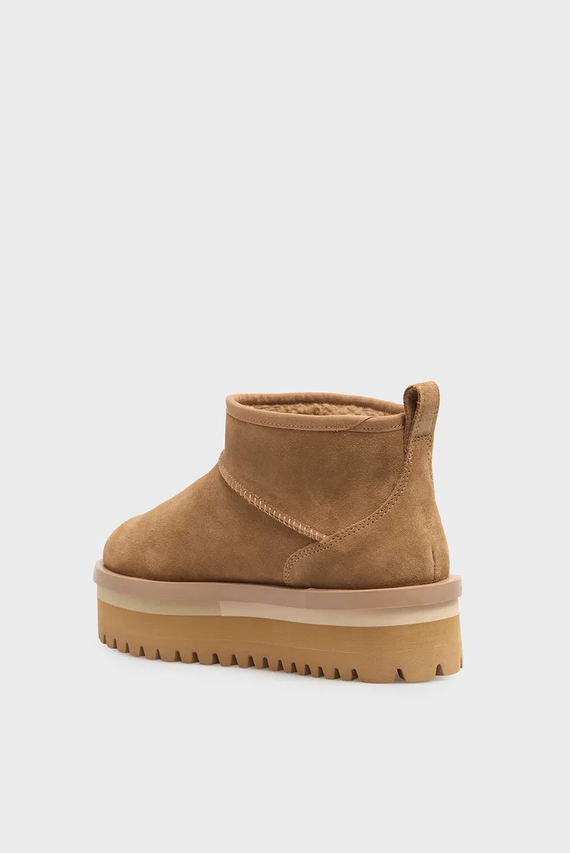 Женские бежевые замшевые угги FLATFORM 4