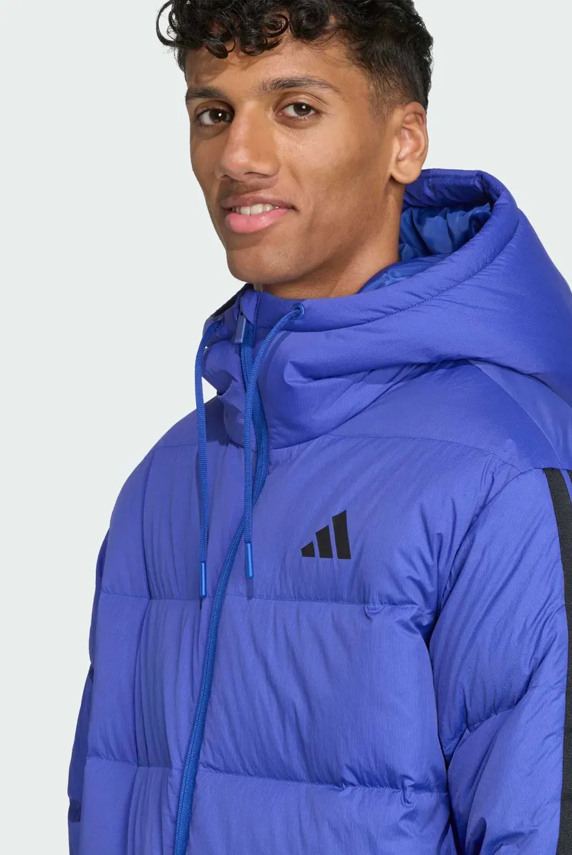 Чоловічий синій пуховик Essentials Climawarm 3-Stripes Puffer Hooded 4