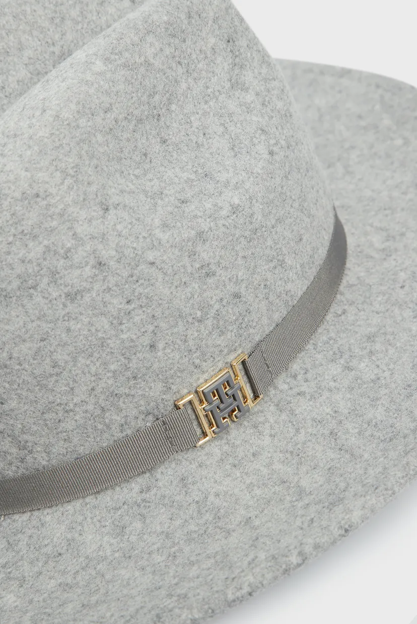 Женская серая шерстяная шляпа TH MONOGRAM FEDORA HAT 4