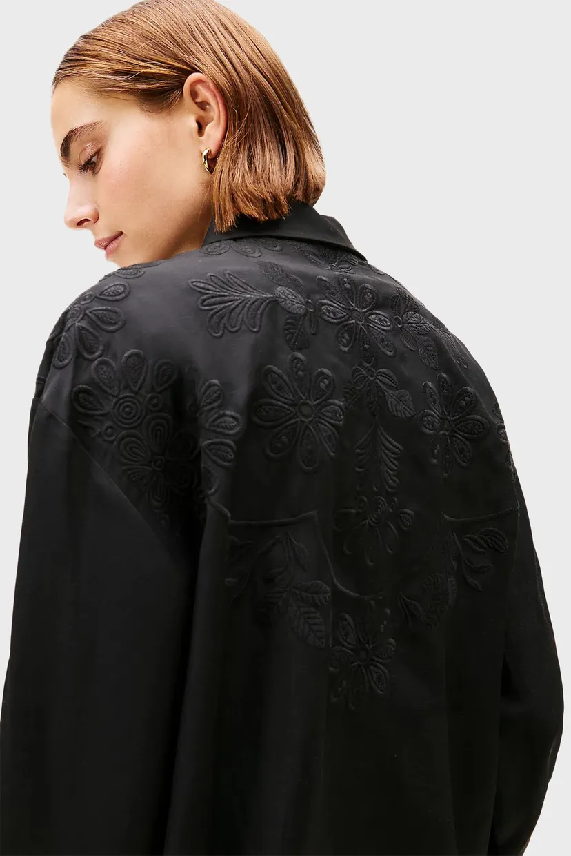 Жіноча чорна блуза EMBROIDERY MODERN FIT LS SHIRT 4