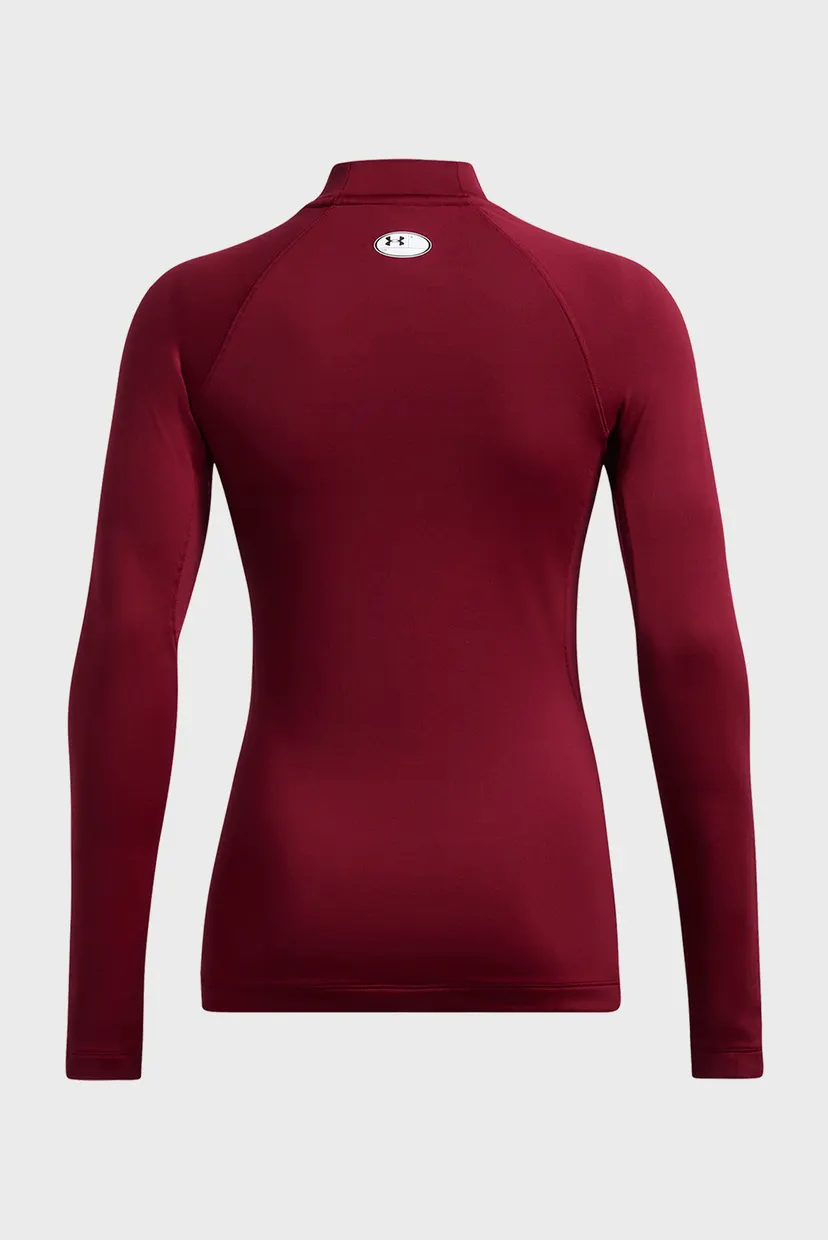 Женский бордовый лонгслив UA CG Authentics Mockneck-BLK 4