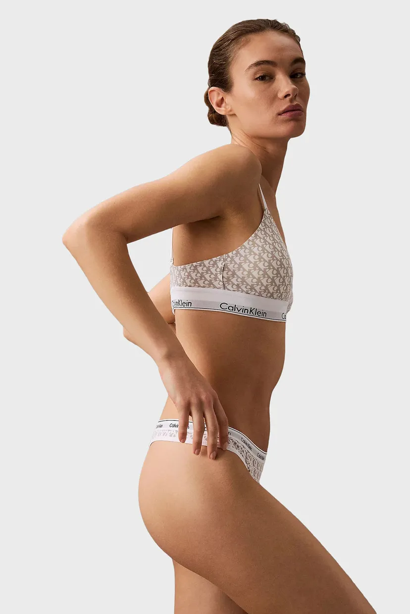 Жіночі білі трусики з візерунком THONG 3