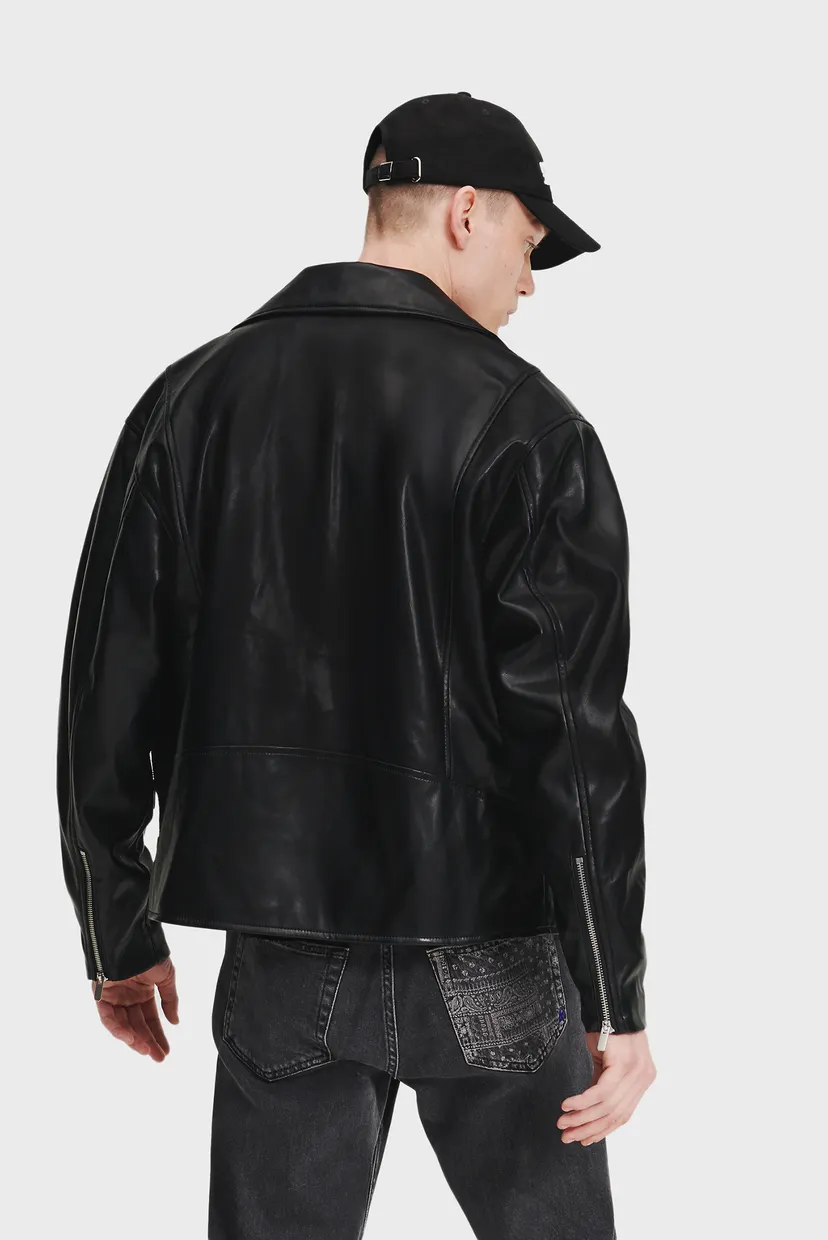 Мужская черная косуха KLJ REGULAR FAUX LEATHER JKT 3