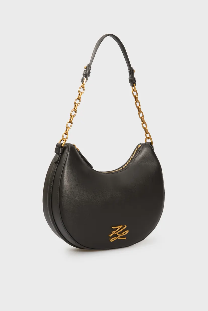 Жіноча чорна шкіряна сумка AUTOGRAPH MOON SHOULDER BAG 3
