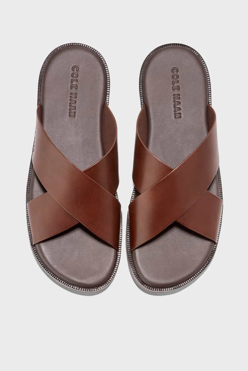 Чоловічі коричневі шкіряні слайдери Nantucket Cross Strap 5