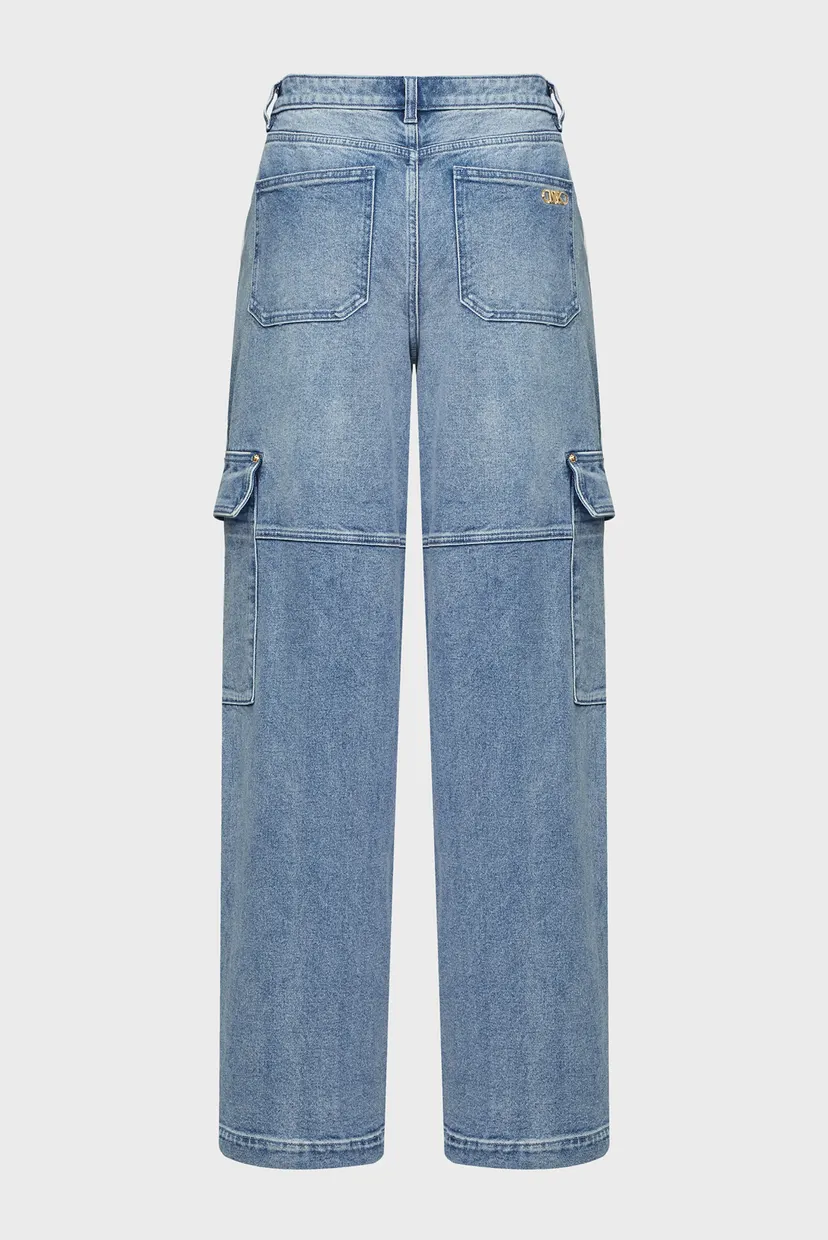 Женские голубые джинсы MID-RISE WIDE CARGO 4