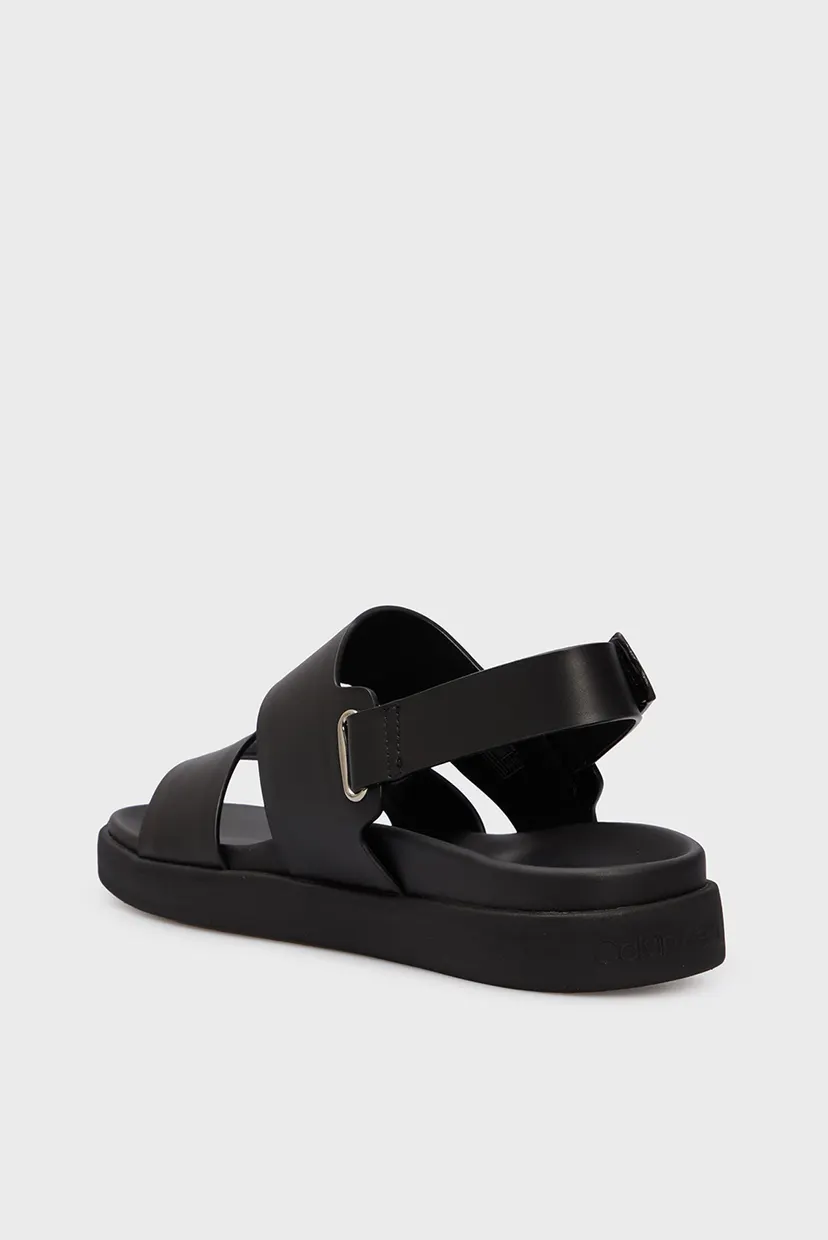 Женские черные кожаные сандалии FLAT SANDAL EYELET 5