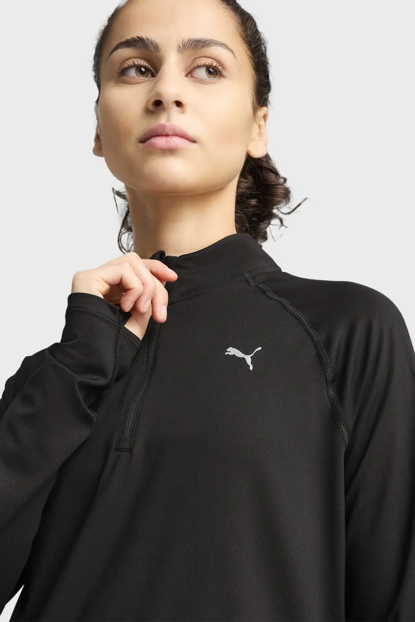Женский черный лонгслив RUN VELOCITY CLOUDSPUN 1/4 Zip Women 4
