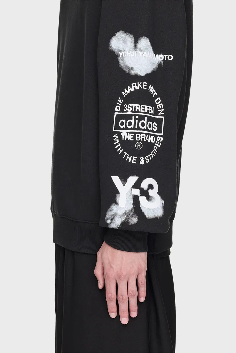 Черный свитшот Y-3 Graphic Crew (унисекс) 9