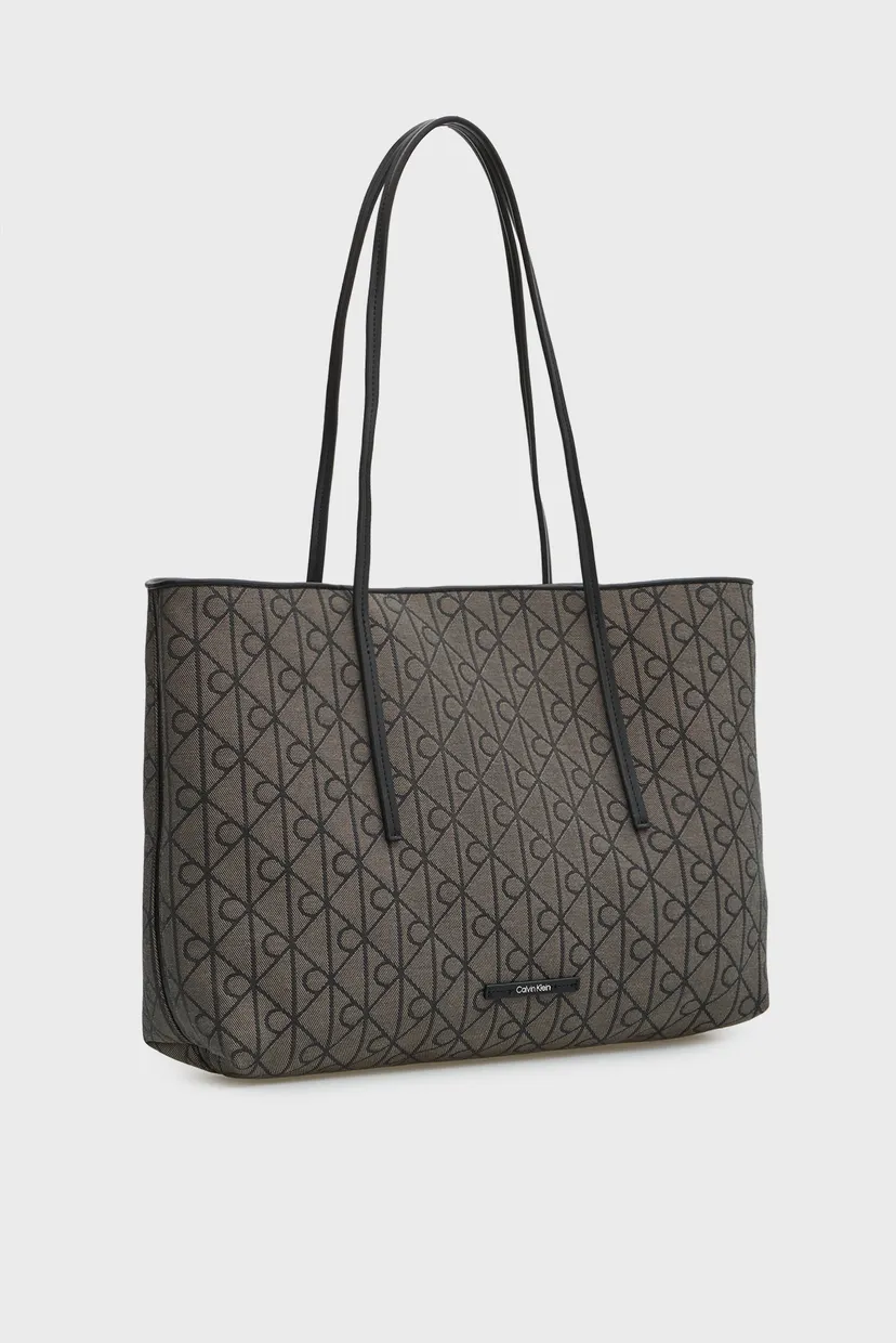 Жіноча темно-сіра сумка з візерунком JACQUARD TOTE W/POUCH 3