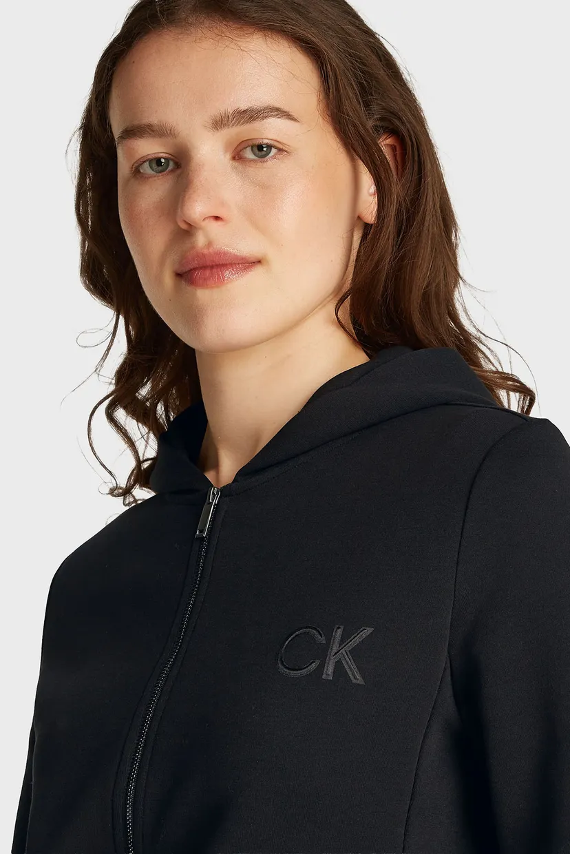 Жіноче чорне худі SATIN CK REGULAR  ZIP HOODIE 4