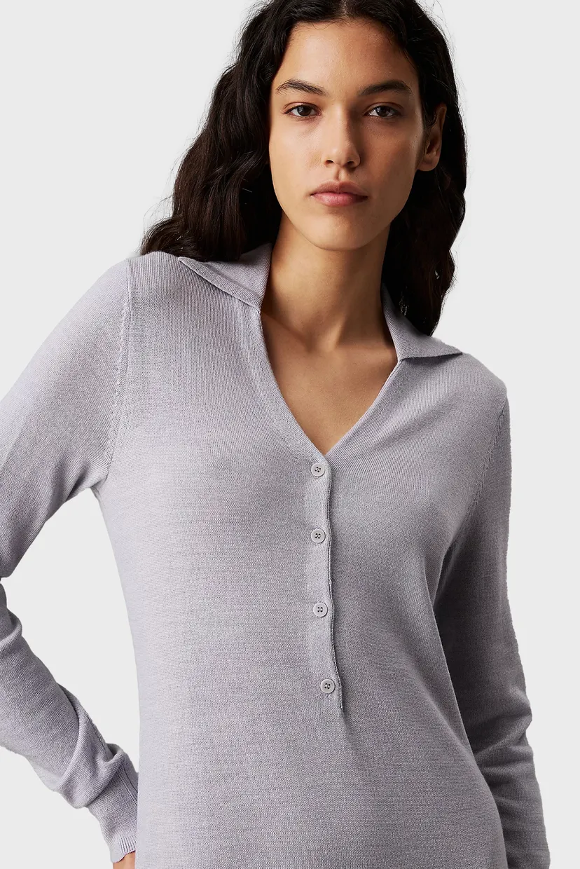 Жіноча світло-сіра вовняна сукня MERINO WOOL BUTTON 3