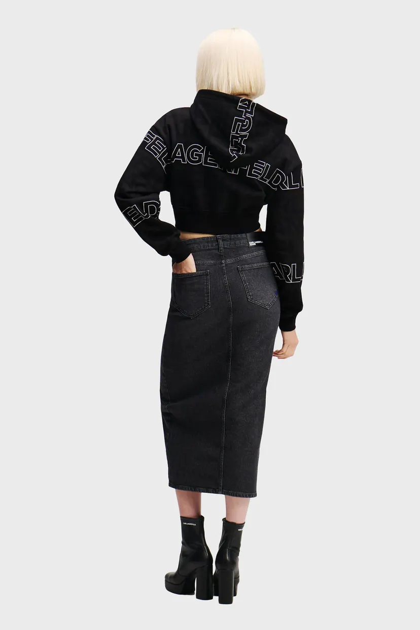 Женская черная джинсовая юбка KLJ ZIP DENIM MIDI SKIRT 3