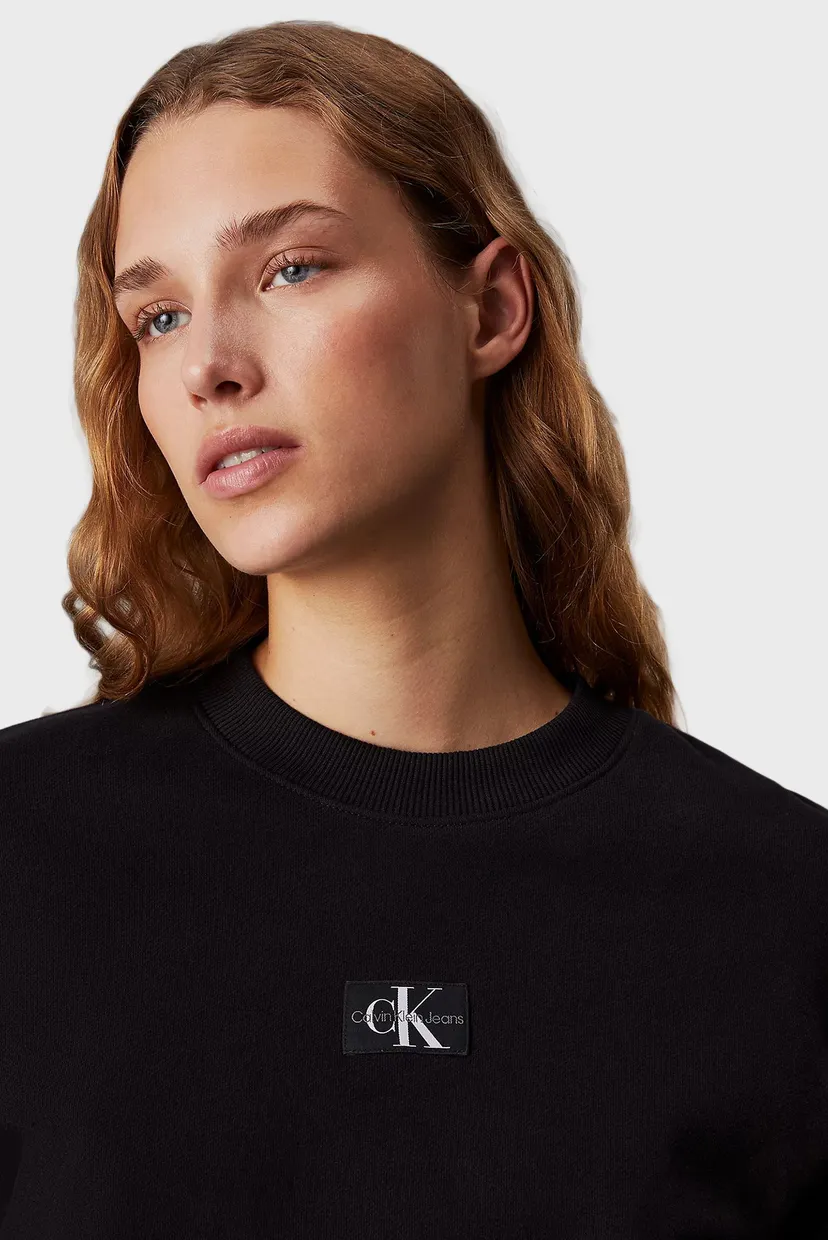 Женский черный свитшот WOVEN LABEL CREW NECK 5