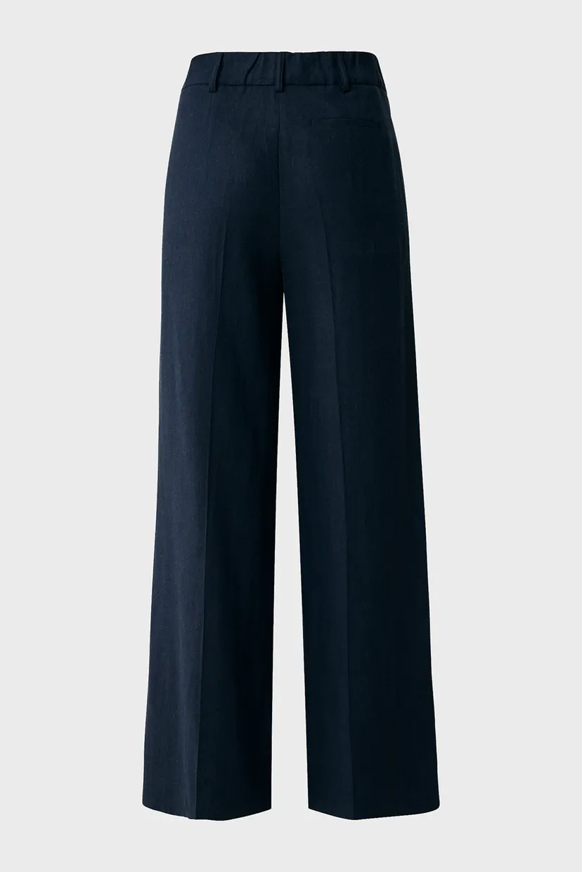 Женские темно-синие льняные  брюки Wide leg linen pants 6