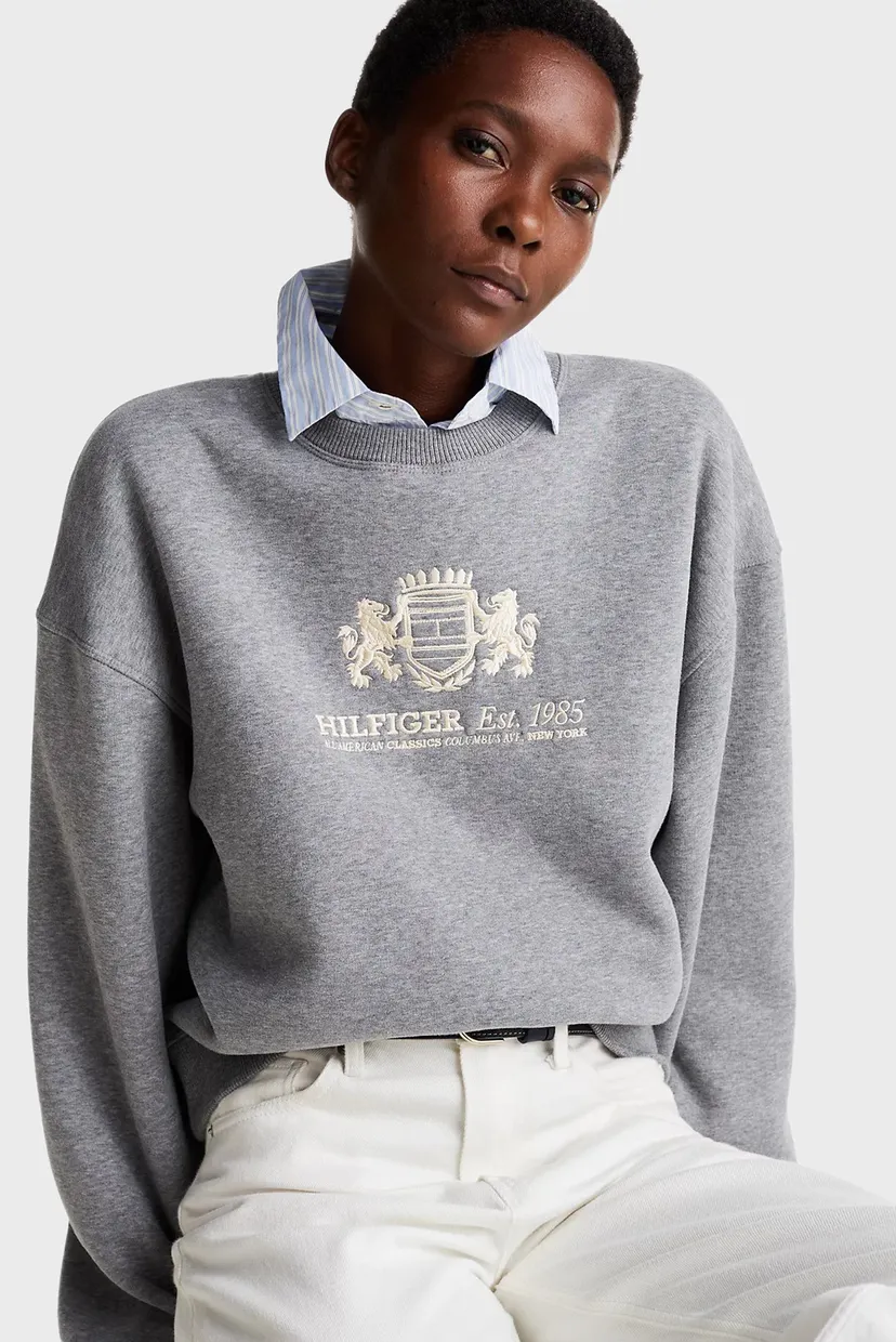 Женский серый свитшот REG VARSITY C-NK WIDE SLV 4