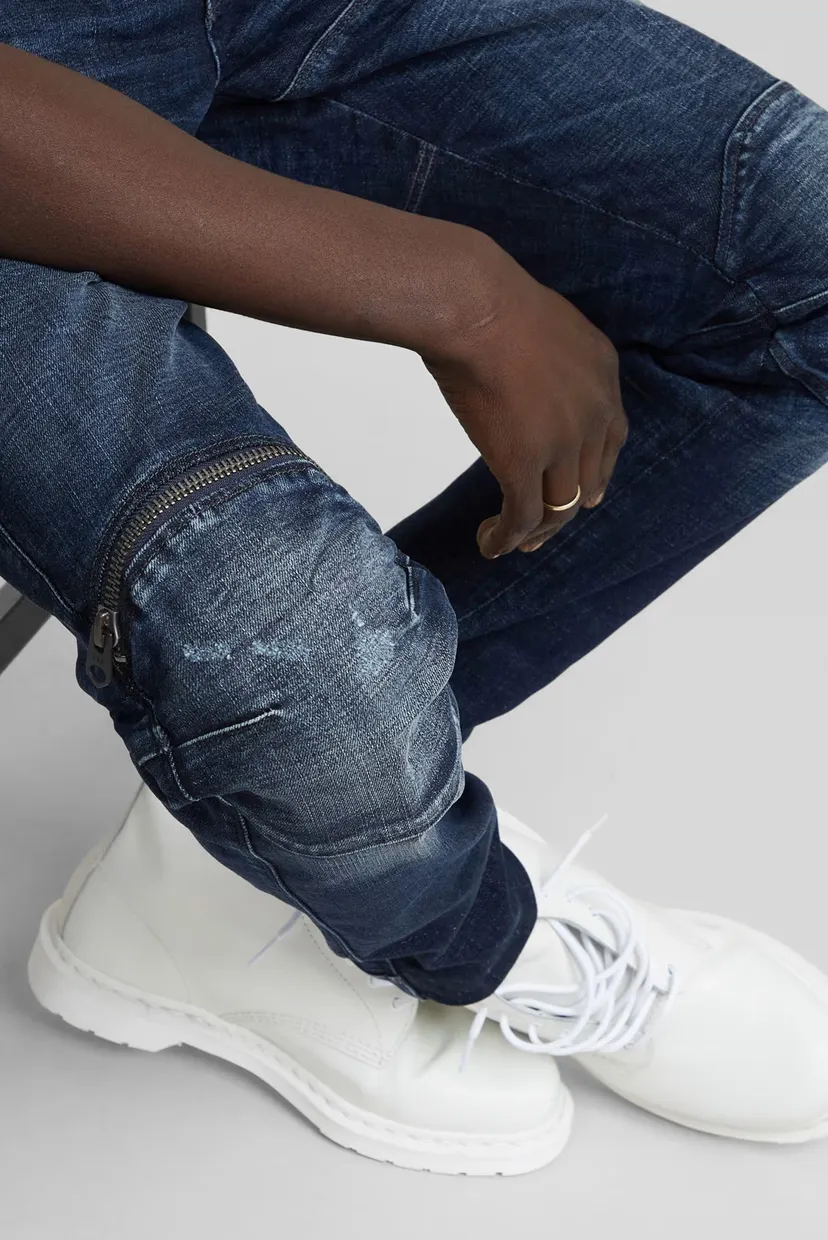 Чоловічі темно-сині джинси 5620 3D Zip Knee Skinny 4