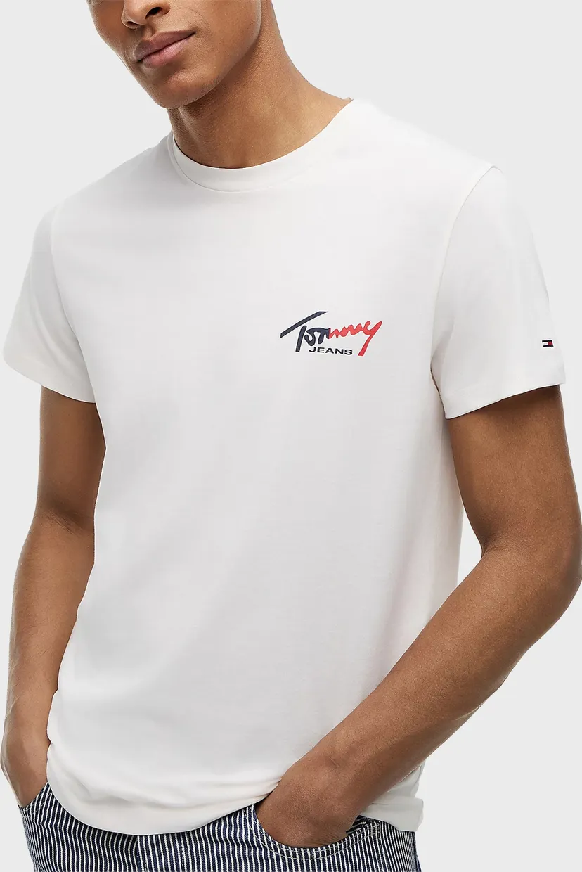 Чоловіча біла футболка SLIM SIGN CHEST SS TEE EXT 4