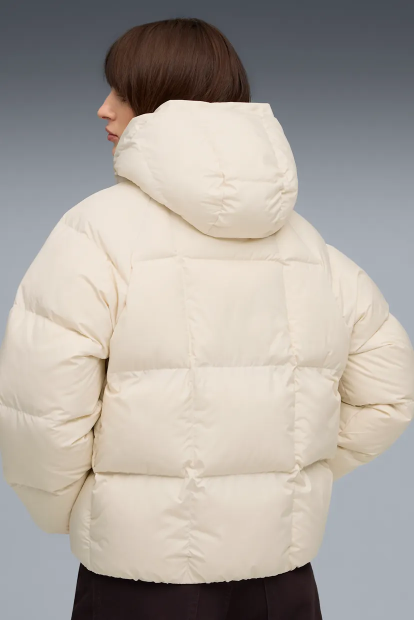 Женский белый пуховик Hooded Down Puffer Jacket Women 3