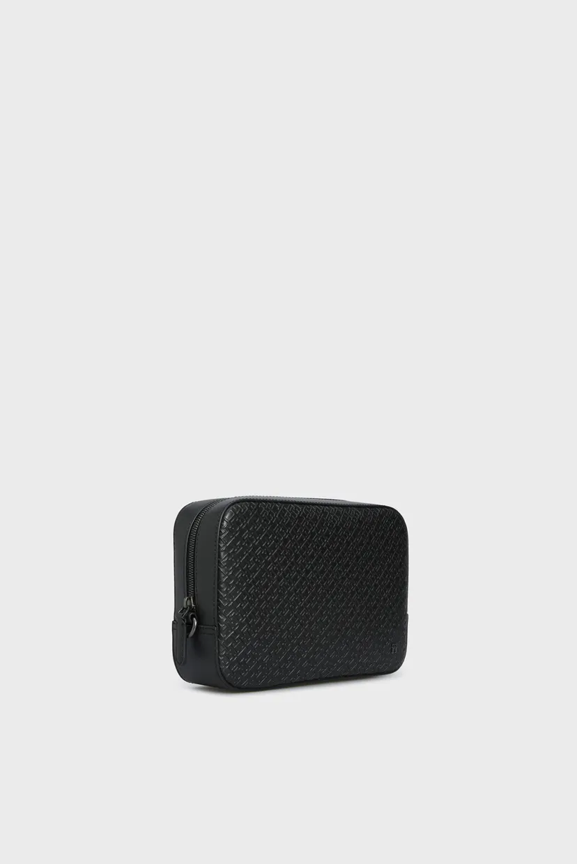 Чоловічий чорний шкіряний несесер TH MONOGRAM WASHBAG 3