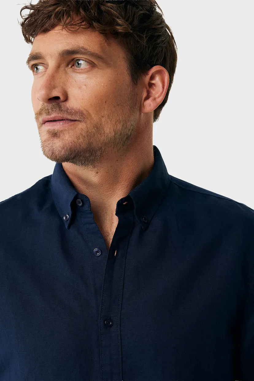 Чоловіча темно-синя лляна сорочка CALEB Basic linen shirt 4