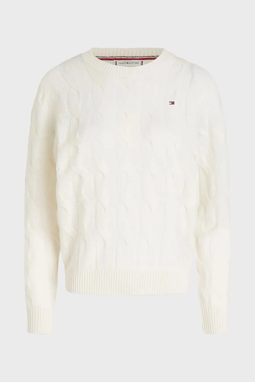 Жіночий білий вовняний джемпер SOFT WOOL CABLE C-NK LS SWT 5
