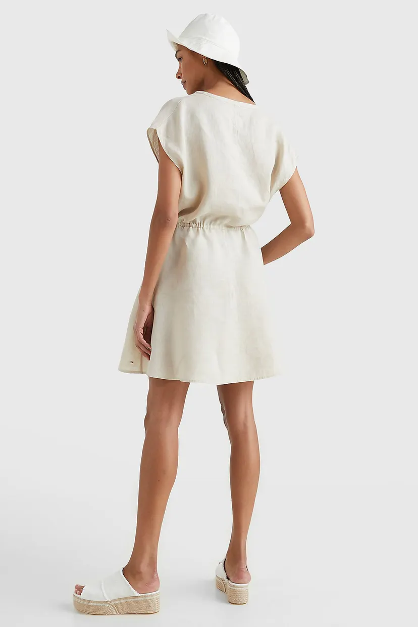 Женское белое льняное платье LINEN SLEEVELESS SHORT 3
