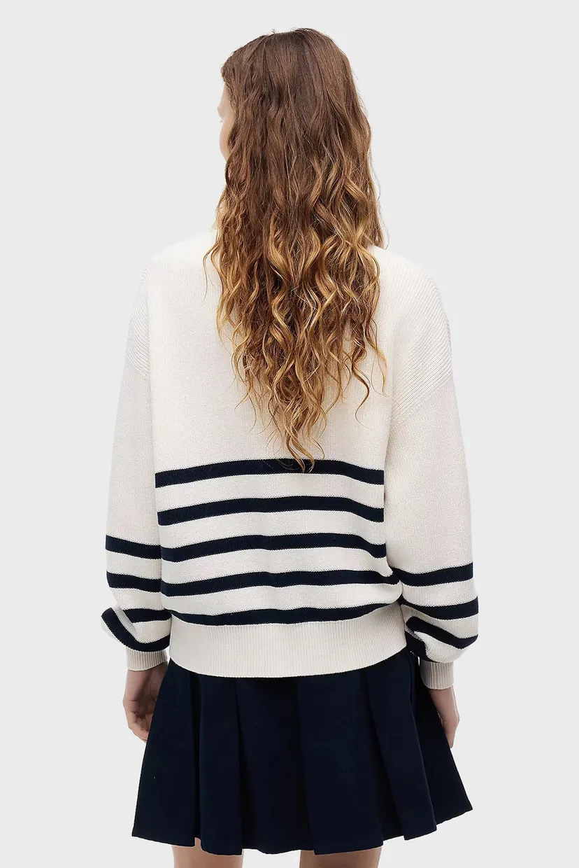 Женский белый свитер в полоску QUARTER ZIP SWEATER 3