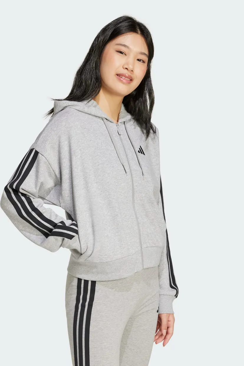 Женское серое худи 
Essentials 3-Stripes French Terry 3